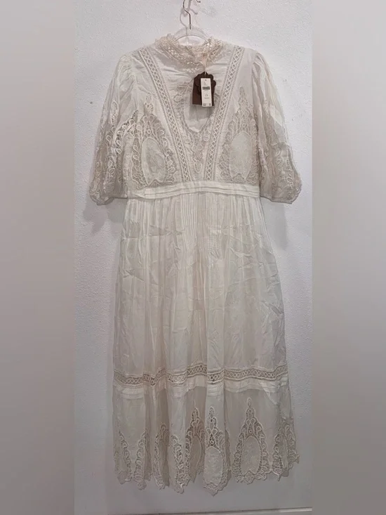 NEW | Forever That Girl Anthropologie Mock-Neck Lace Maxi Dress Sz: L Petite - Picture 4 of 14